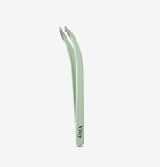 Pince à épiler club vert pâle Vitry pour porteurs de lunettes, mors crabe biais argenté - Réf 6027ZVP