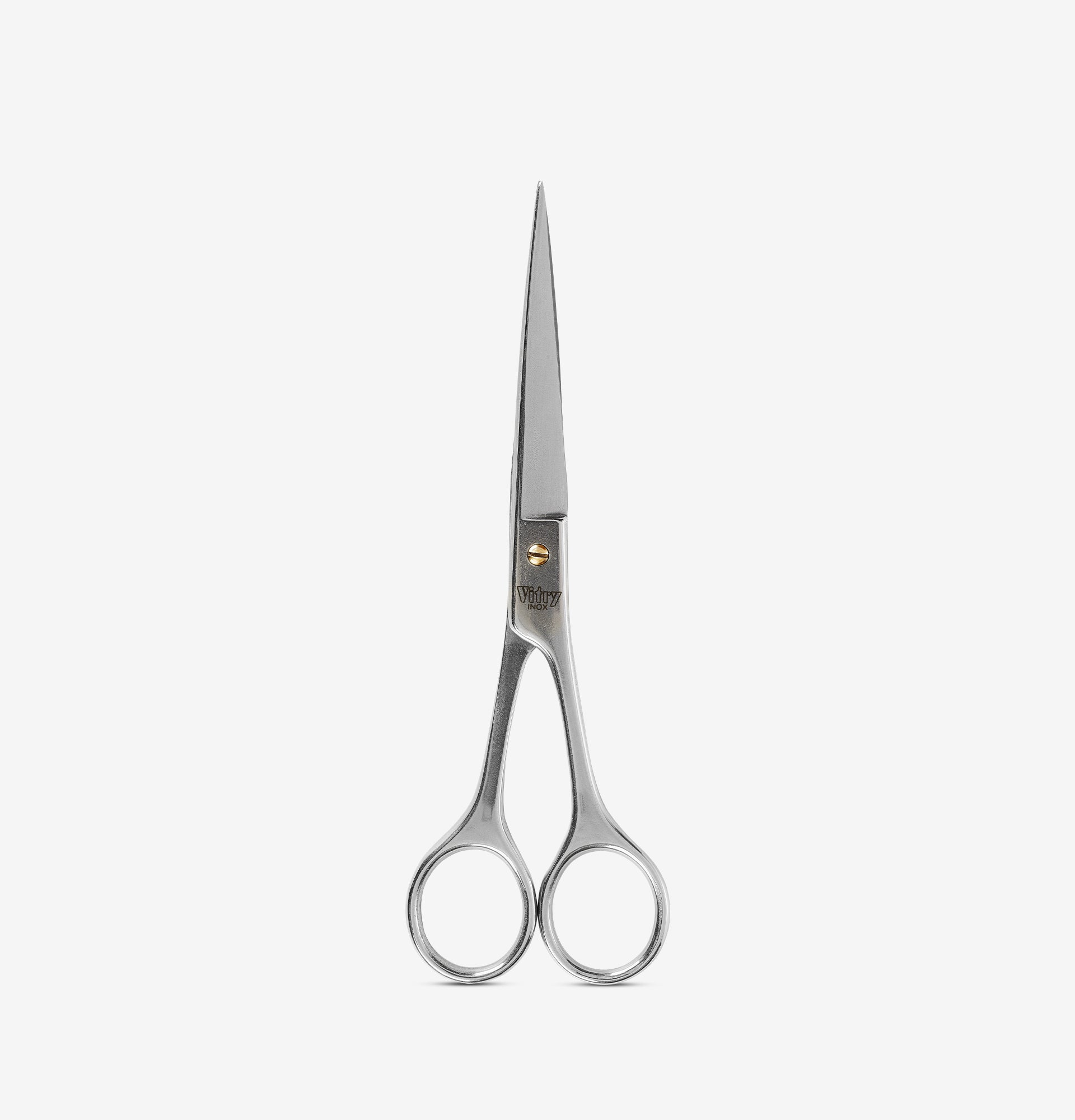 Ciseaux coiffeur inox VITRY avec vis dorée, coupe précise et durable – réf. 1032B