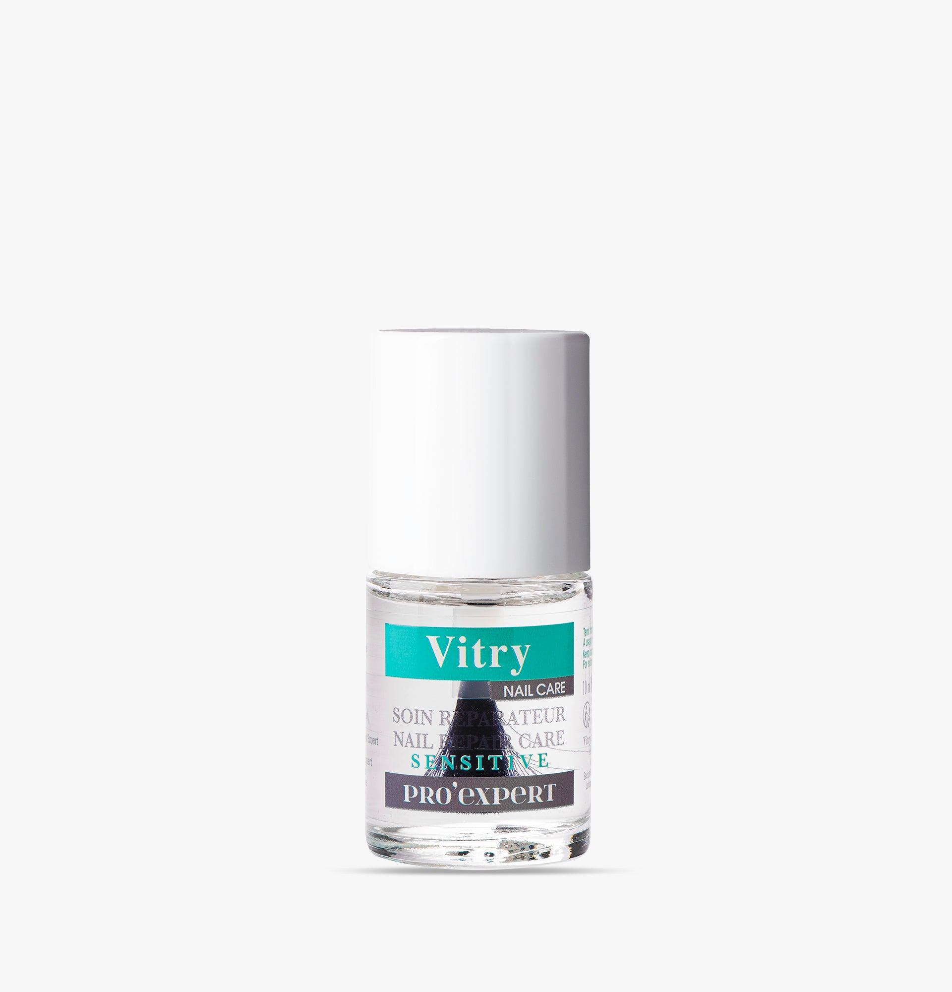 Soin réparateur Pro’Expert Sensitive 5en1 VITRY dans son flacon, renforce et protège les ongles fragiles. Réf. VBIOXFA