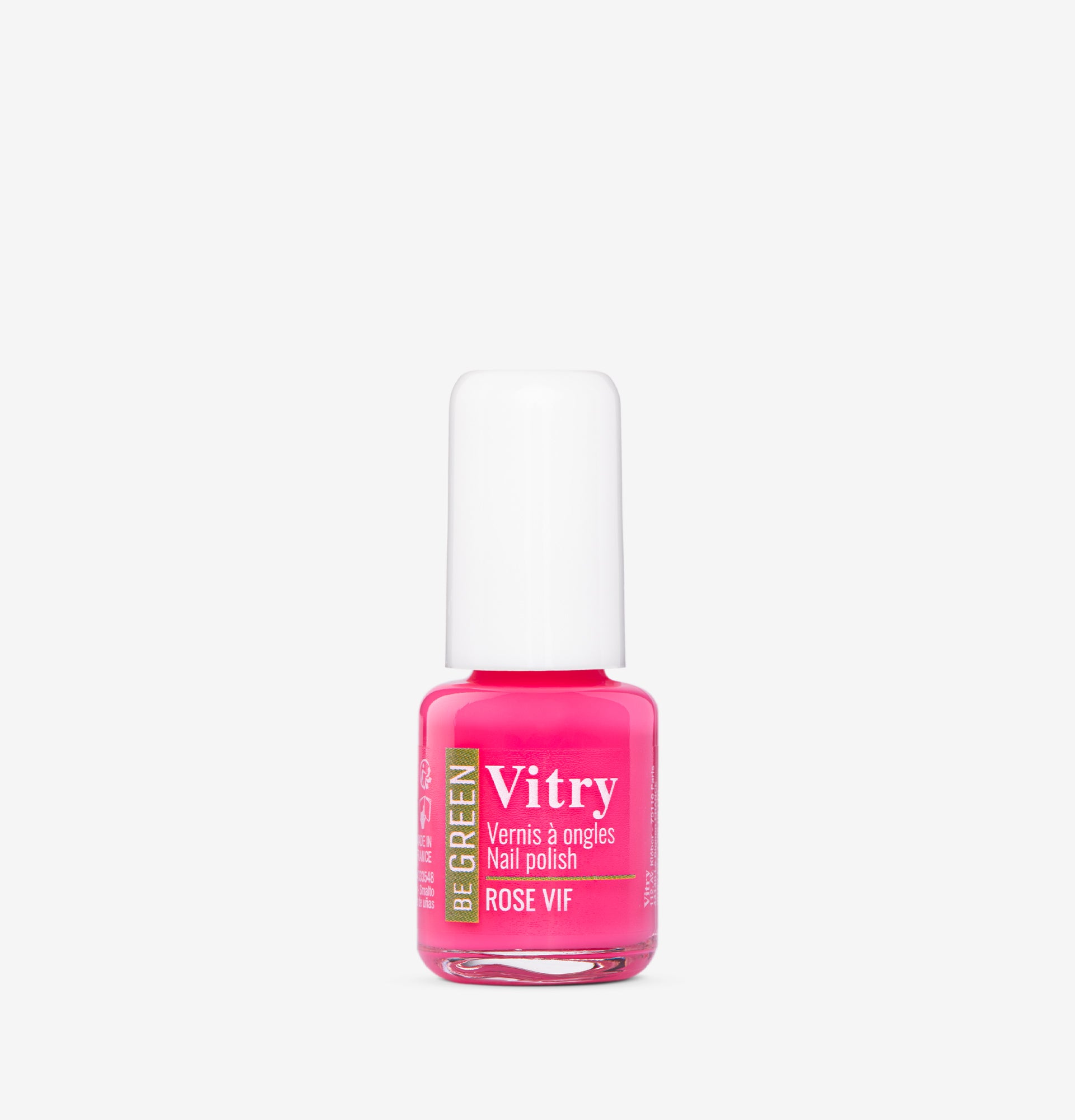 Flacon 6ml vernis à ongles Be Green Rose Vif. Réf VGREE103