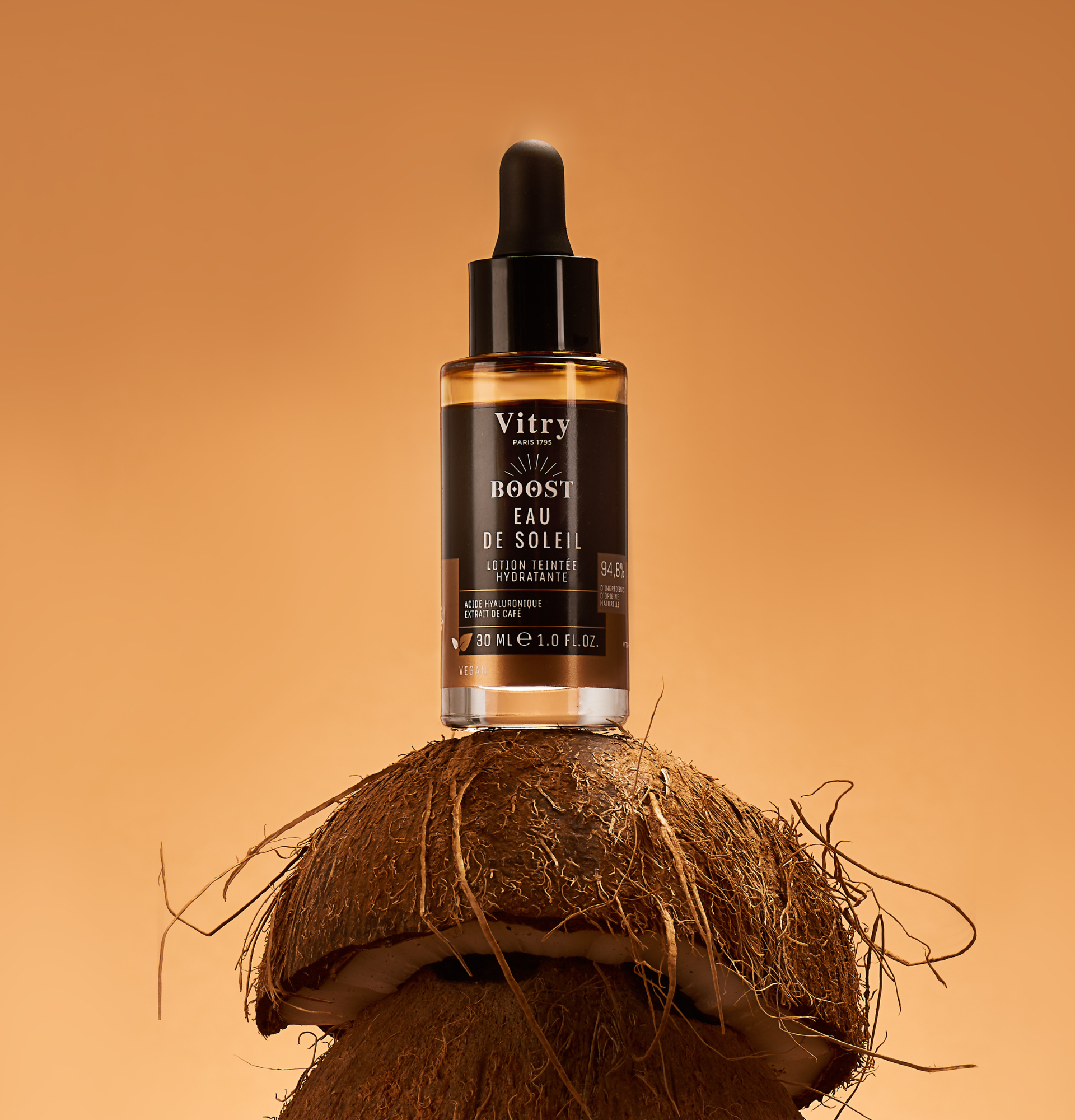 Vitry Eau de Soleil pour un teint éclatant avec une délicieuse odeur de coco. Réf EAUSOL